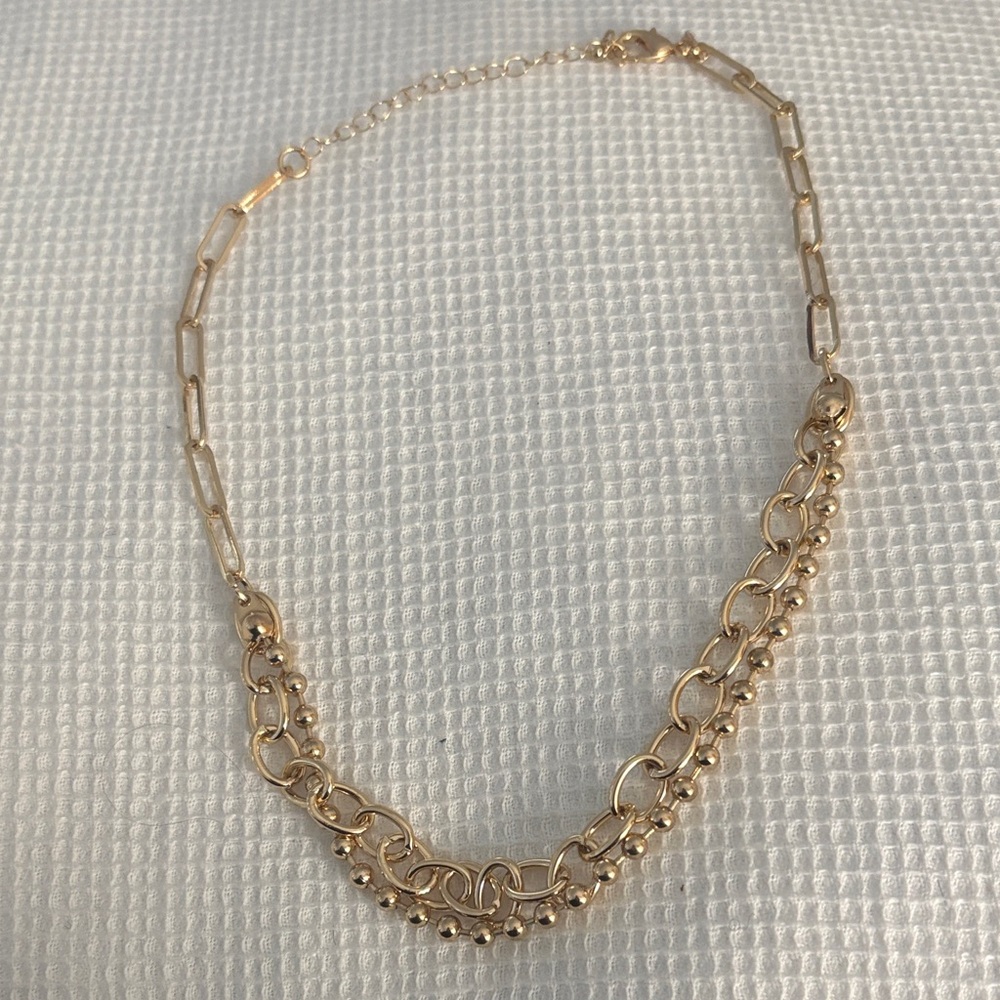 Chic Gold-Tone Layered Necklace choker 16 inch